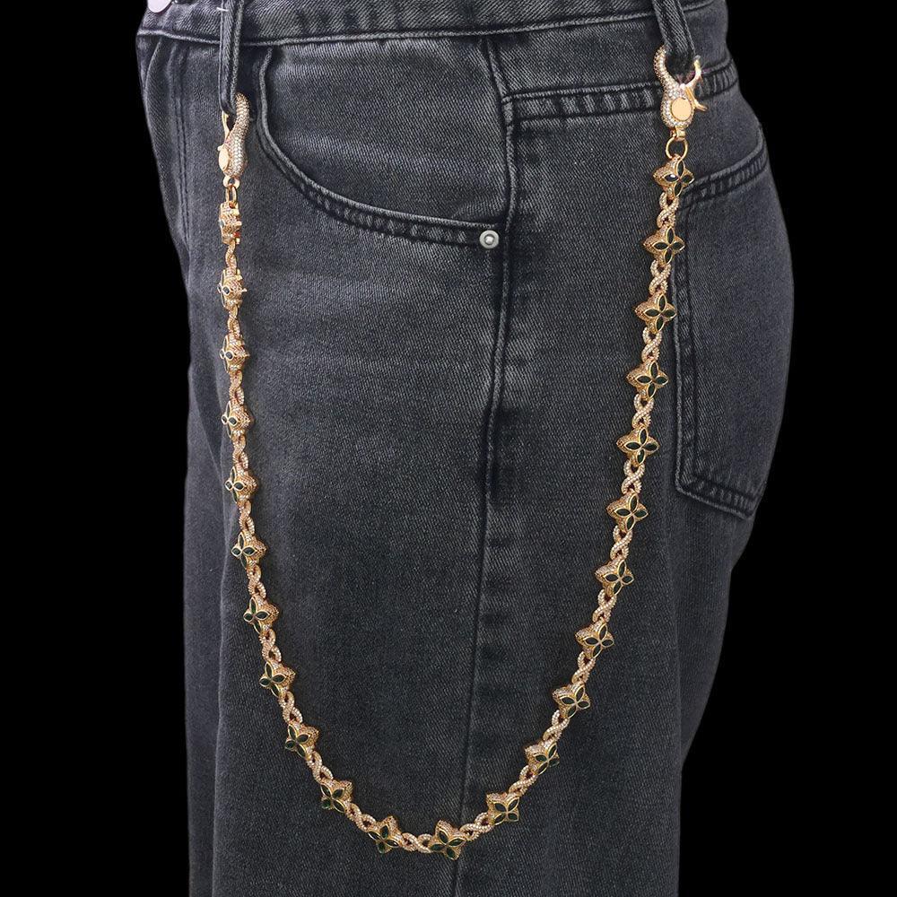 Women's Clover & Infinity 8 Metallic Waist Chain | Iced Out Jewelry Body Link | Luxury Zircon Belt Accessory | Caratix - CaratixJewelry